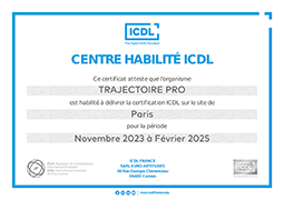 Trajectoire pro est certifié ICDL